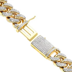 Real Diamond Miami Cuban Link Chain Bracelet For Men 10K Yellow Gold 14mm -H'Hen Sale Store jewelry real diamond miami cuban link chain bracelet for men in 10k gold 14mm boxye