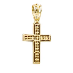 Religious 14K Yellow Gold Large Baguette & Round Diamonds Men's Cross 1.5ct -H'Hen Sale Store jewelry religious jewelry large baguette round diamonds mens cross 15ct 14k gold 803184 backye