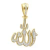 Religious 14K Yellow Gold Arabic Allah Diamond Pendant 1.33ct