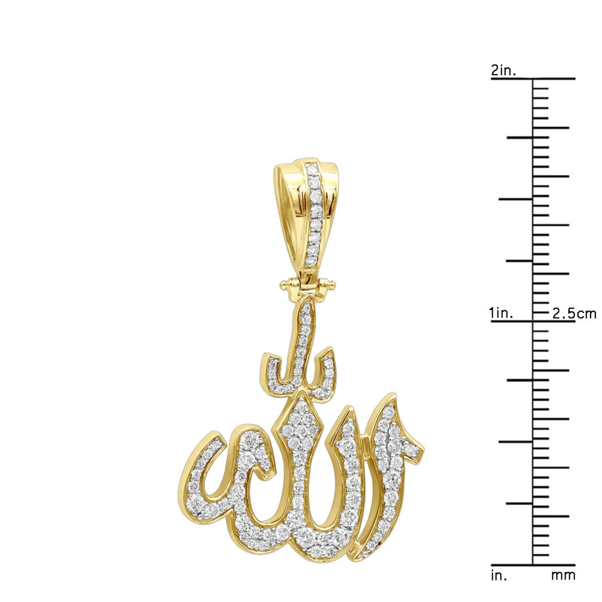 Religious 14K Yellow Gold Arabic Allah Diamond Pendant 1.33ct 10 Religious 14K Yellow Gold Arabic Allah Diamond Pendant 1.33ct - Image 8