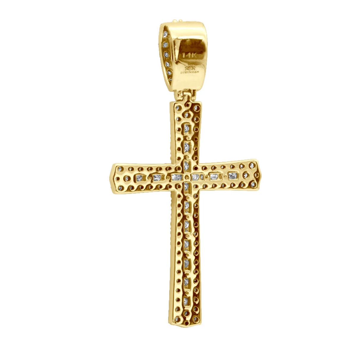 Religious 14K White Gold Round Diamonds Cross Pendant For Men 1.4ct 7 Religious 14K White Gold Round Diamonds Cross Pendant For Men 1.4ct - Image 5