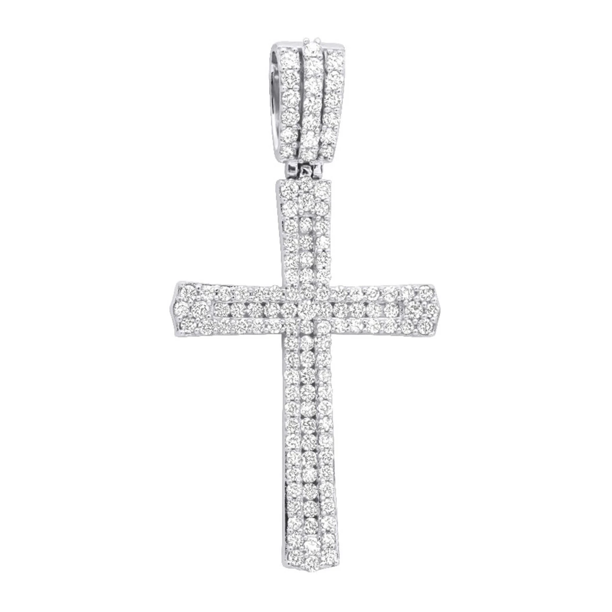 Religious 14K White Gold Round Diamonds Cross Pendant For Men 1.4ct 3 Religious 14K White Gold Round Diamonds Cross Pendant For Men 1.4ct