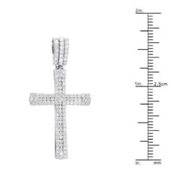 Religious 14K White Gold Round Diamonds Cross Pendant For Men 1.4ct 17 Religious 14K White Gold Round Diamonds Cross Pendant For Men 1.4ct -H'Hen Sale Store jewelry religious jewelry solid 14k gold round diamonds cross pendant for men 14ct 407108 rulerwh