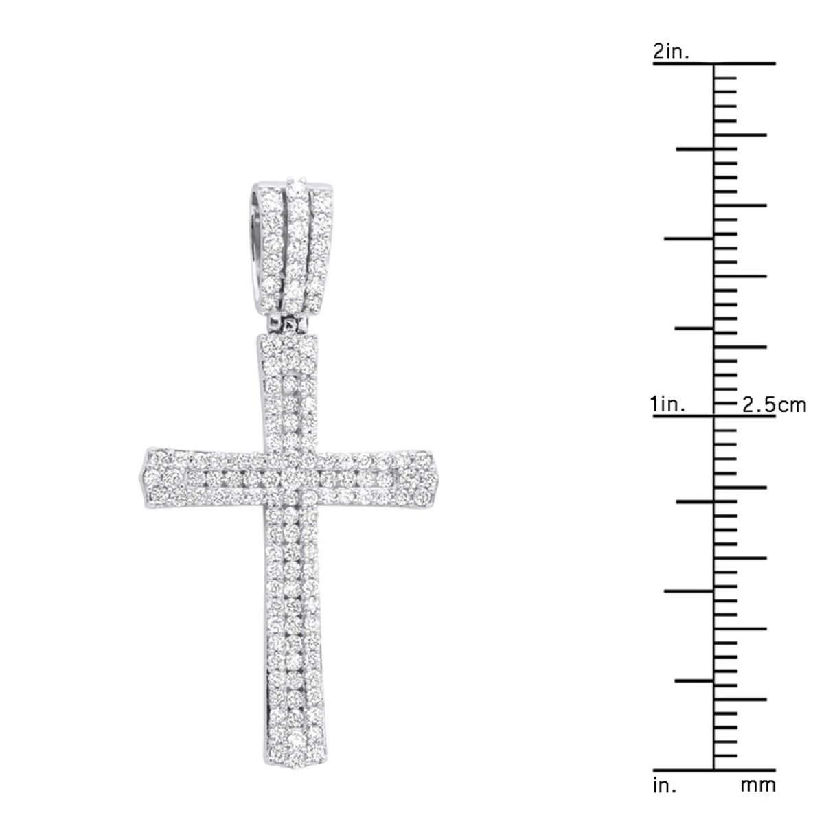 Religious 14K White Gold Round Diamonds Cross Pendant For Men 1.4ct 10 Religious 14K White Gold Round Diamonds Cross Pendant For Men 1.4ct - Image 8