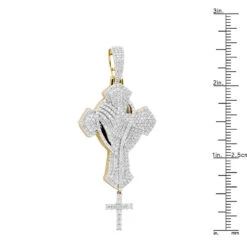Religious Unique 14K Yellow Gold Large Men's Diamond Cross Pendant With Rosary -H'Hen Sale Store jewelry religious jewelry unique 14k gold large mens diamond cross pendant with rosary 803183 ruler yellow 20201221