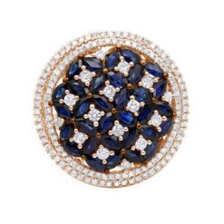 Unique Diamond Right Hand Ring For Women W Sapphires 14K White Gold Flower Design -H'Hen Sale Store jewelry royal halo round diamond right hand ring for women with sapphires 14k gold ro 3