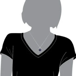 Royal Halo Round Shape Diamond Pendant For Women With Sapphires 14K White Gold -H'Hen Sale Store jewelry royal halo round shape diamond pendant for women with sapphires 14k gold bodwh 1