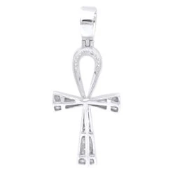 Small Egyptian Ankh Diamond Cross Pendant 14K White Gold Symbol Of Life 0.2ct -H'Hen Sale Store jewelry small egyptian ankh diamond cross pendant in 14k gold symbol of life 02ct backwh