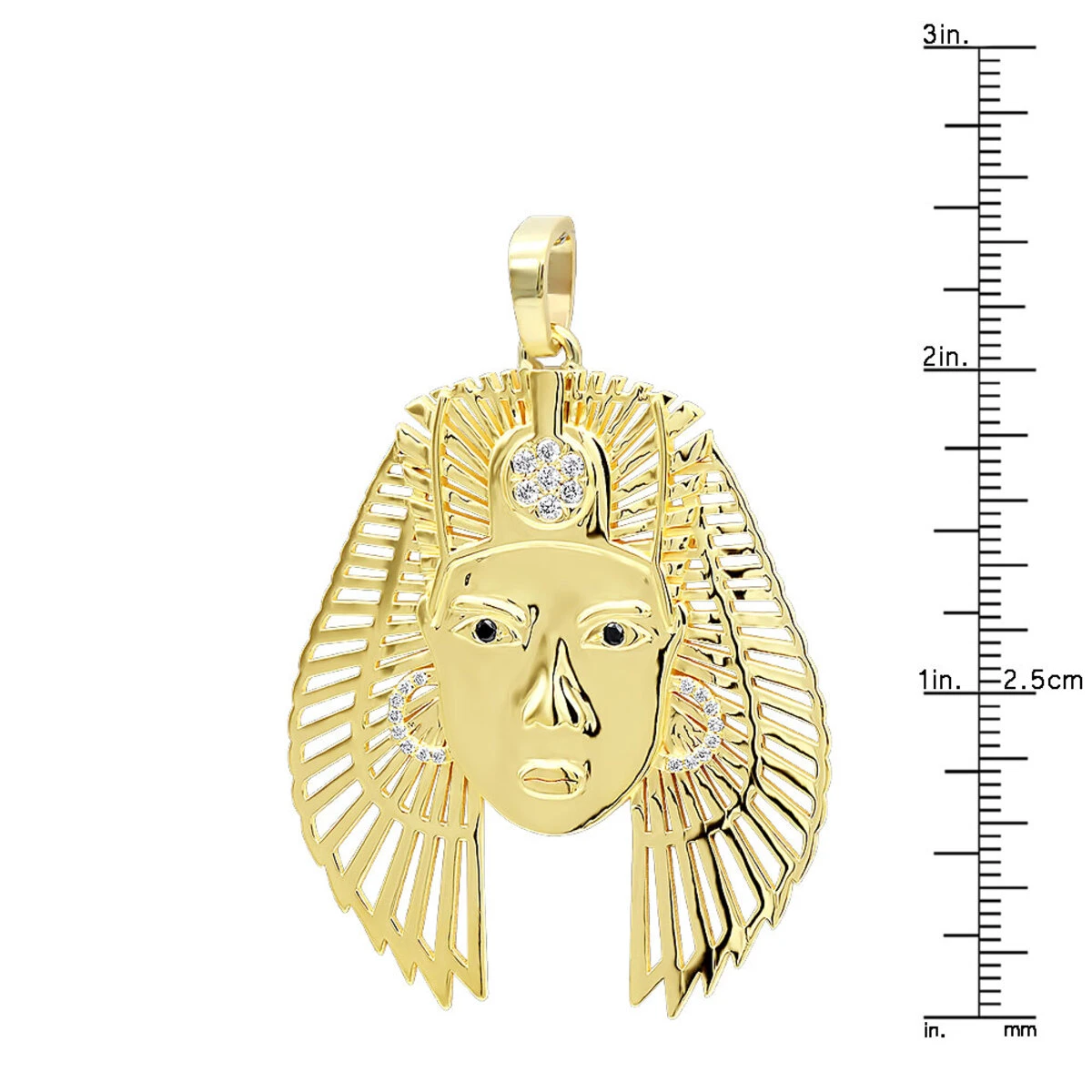 10K Yellow Gold Egyptian Black & White Diamonds Pendant For Men & Women 0.4Ct 8 10K Yellow Gold Egyptian Black & White Diamonds Pendant For Men & Women 0.4Ct - Image 6