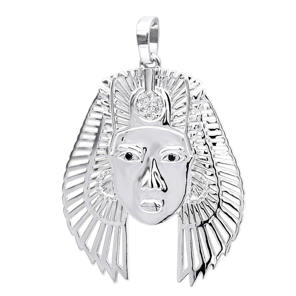 10K Yellow Gold Egyptian Black & White Diamonds Pendant For Men & Women 0.4Ct 4 10K Yellow Gold Egyptian Black & White Diamonds Pendant For Men & Women 0.4Ct - Image 2