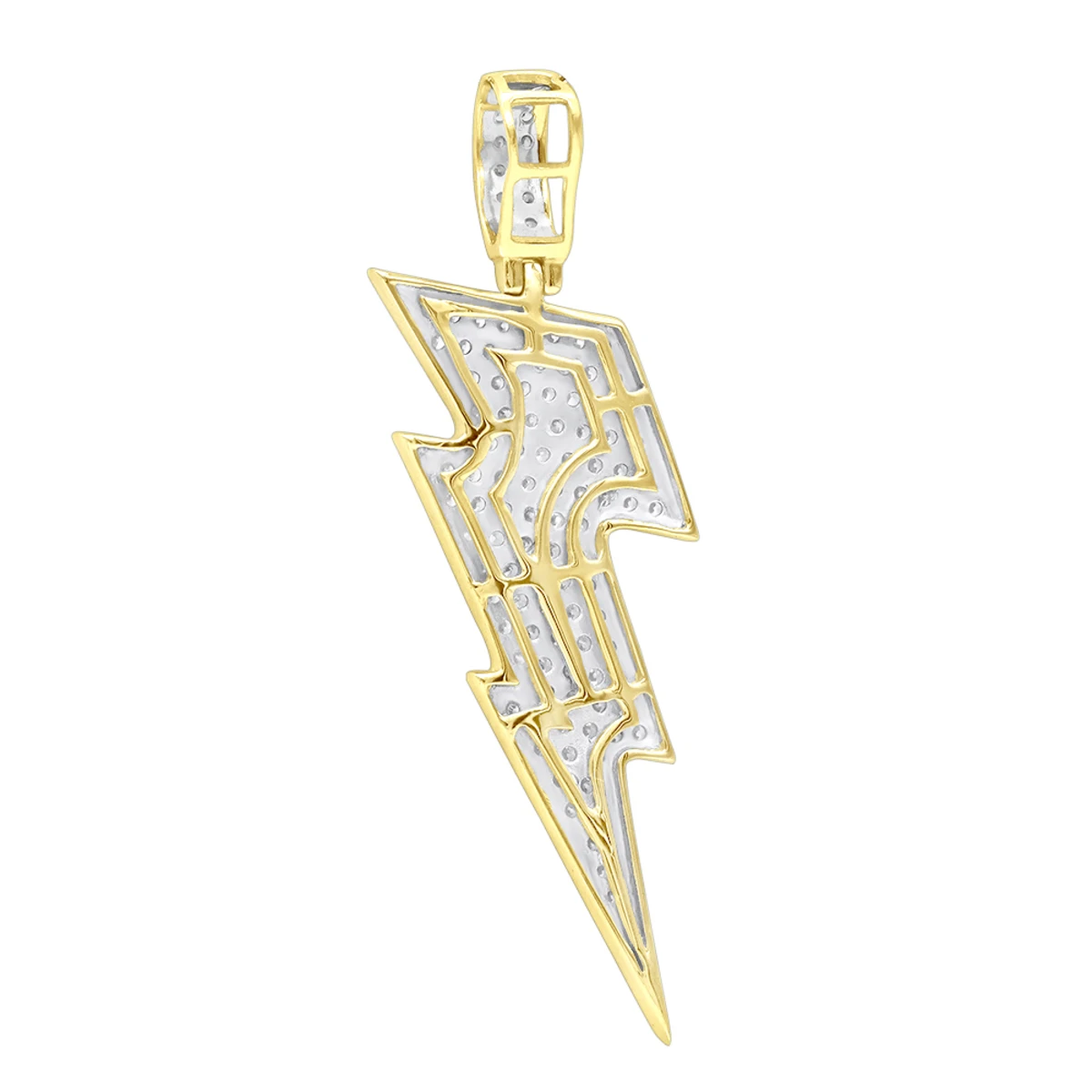 10K Yellow Gold Genuine Diamond Lighting Bolt Pendant Emoji Charm 1Ct 1.5in 7 10K Yellow Gold Genuine Diamond Lighting Bolt Pendant Emoji Charm 1Ct 1.5in - Image 5