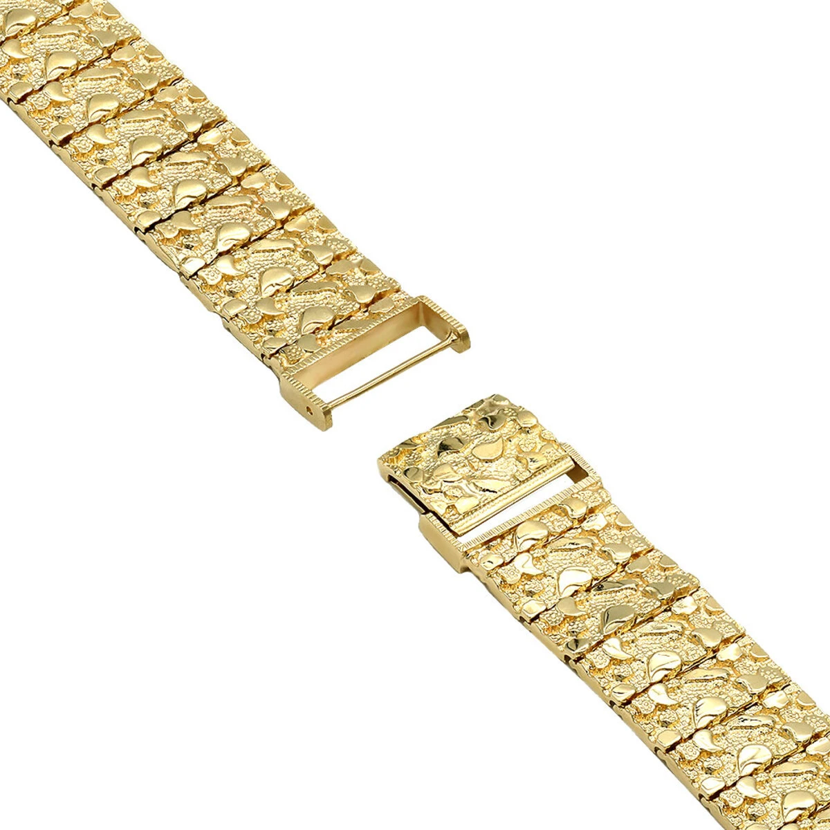 Solid 10K Yellow Gold Nugget Style Bracelet For Men 20mm 7 Solid 10K Yellow Gold Nugget Style Bracelet For Men 20mm - Image 5
