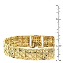 Solid 10K Yellow Gold Nugget Style Bracelet For Men 20mm 18 Solid 10K Yellow Gold Nugget Style Bracelet For Men 20mm -H'Hen Sale Store jewelry solid 14k white rose or yellow gold nugget style bracelet for men 20mm rulerye