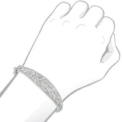 Unique 14K White Gold Baguette & Round Diamond Bangle Bracelet For Women 3 Carat -H'Hen Sale Store jewelry unique 14k gold baguette round diamond bangle bracelet for women 3 carat bodwh 2