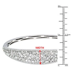 Unique 14K White Gold Baguette & Round Diamond Bangle Bracelet For Women 3 Carat -H'Hen Sale Store jewelry unique 14k gold baguette round diamond bangle bracelet for women 3 carat rulerwh 2