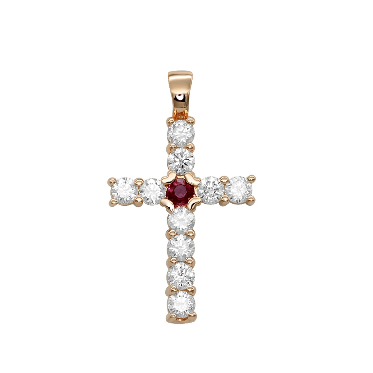 Unique 14K Yellow Gold Ruby And Diamond Cross Pendant For Women 1.33ct By Luxurman 5 Unique 14K Yellow Gold Ruby And Diamond Cross Pendant For Women 1.33ct By Luxurman - Image 3