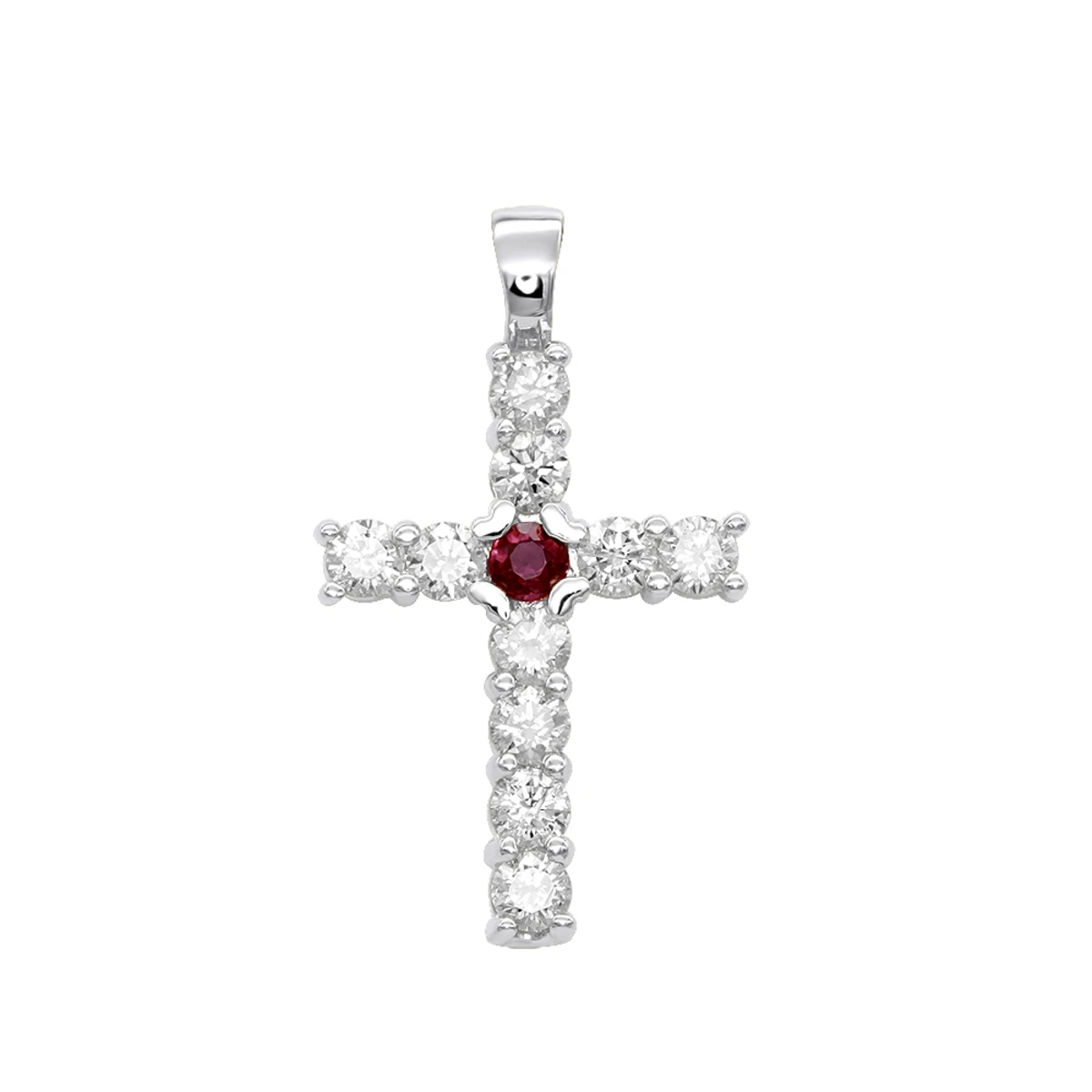 Unique 14K Yellow Gold Ruby And Diamond Cross Pendant For Women 1.33ct By Luxurman 4 Unique 14K Yellow Gold Ruby And Diamond Cross Pendant For Women 1.33ct By Luxurman - Image 2