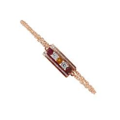 Unique 14K Yellow Gold Ruby Citrine Garnet Gemstone & Diamond Bracelet For Women 1.75ct -H'Hen Sale Store jewelry unique 14k gold ruby citrine garnet gemstone diamond bracelet for women 175ct 000978 ro
