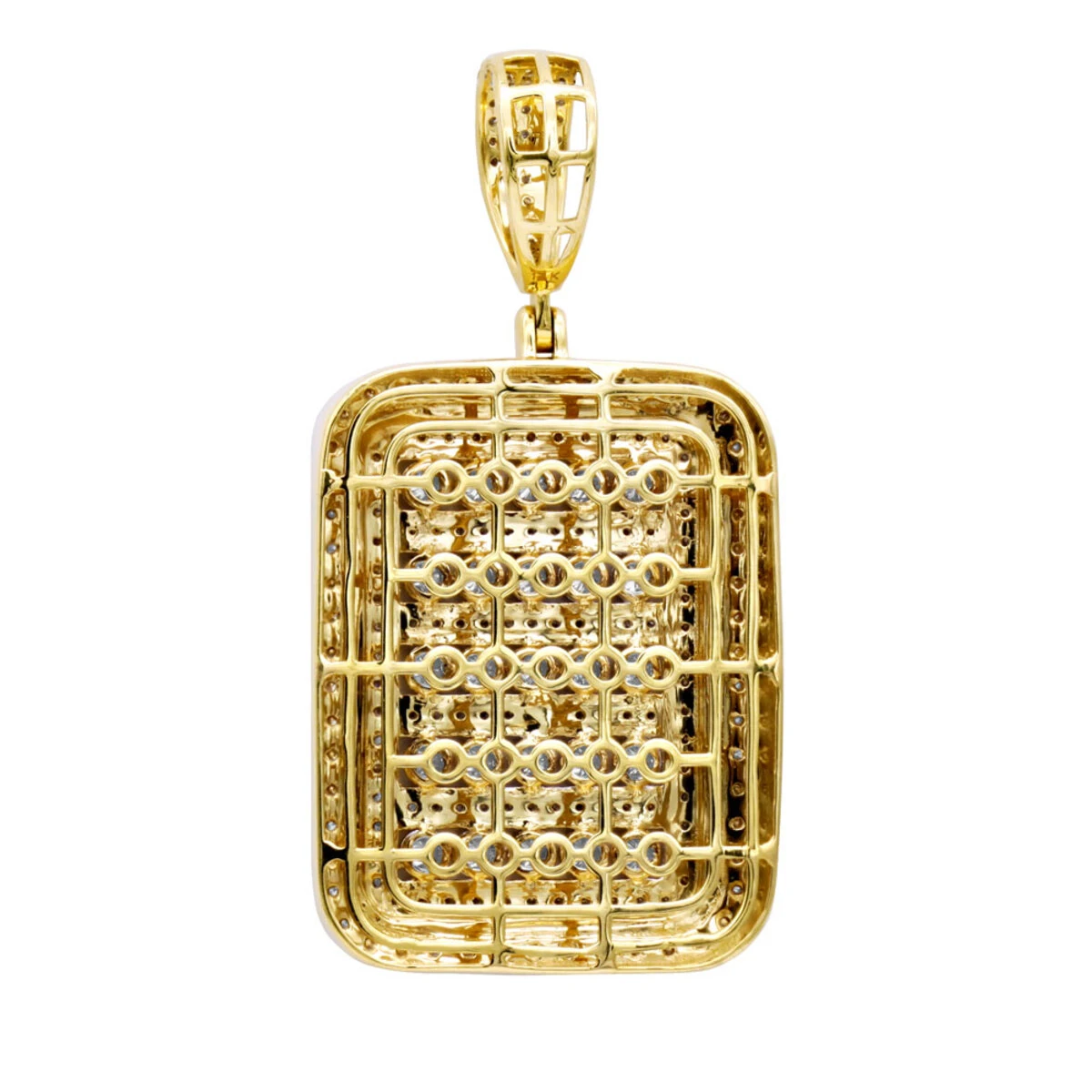 Unique 1.75 Carat Small Diamond 14K Yellow Gold Iced Out Dog Tag Pendant 1 Inch 6 Unique 1.75 Carat Small Diamond 14K Yellow Gold Iced Out Dog Tag Pendant 1 Inch - Image 4