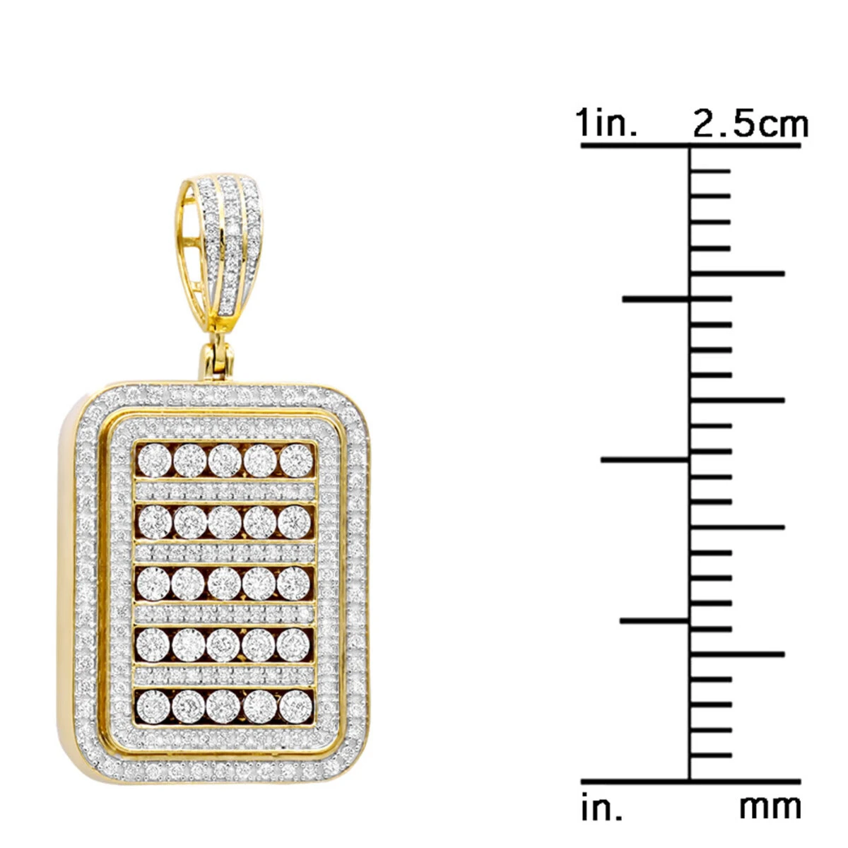 Unique 1.75 Carat Small Diamond 14K Yellow Gold Iced Out Dog Tag Pendant 1 Inch 8 Unique 1.75 Carat Small Diamond 14K Yellow Gold Iced Out Dog Tag Pendant 1 Inch - Image 6