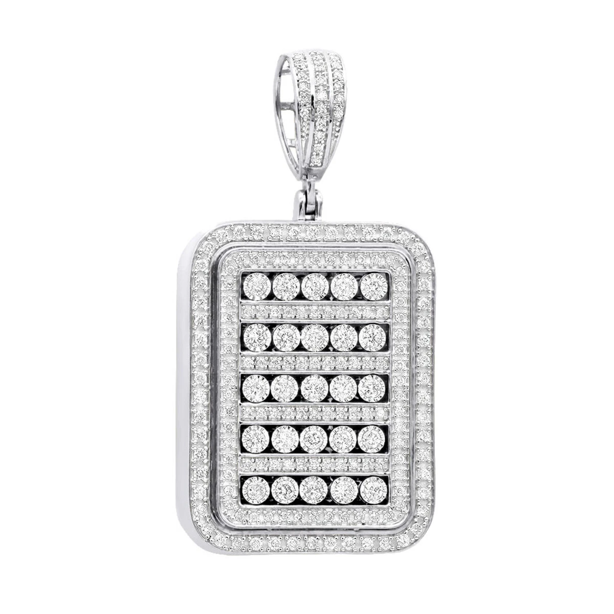 Unique 1.75 Carat Small Diamond 14K Yellow Gold Iced Out Dog Tag Pendant 1 Inch 4 Unique 1.75 Carat Small Diamond 14K Yellow Gold Iced Out Dog Tag Pendant 1 Inch - Image 2