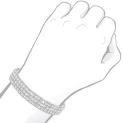 Unique 18K White Gold Round & Baguette Diamond Tennis Bracelet For Men & Women 13 Unique 18K White Gold Round & Baguette Diamond Tennis Bracelet For Men & Women -H'Hen Sale Store jewelry unique 18k gold round baguette diamond tennis bracelet for men women bodwh