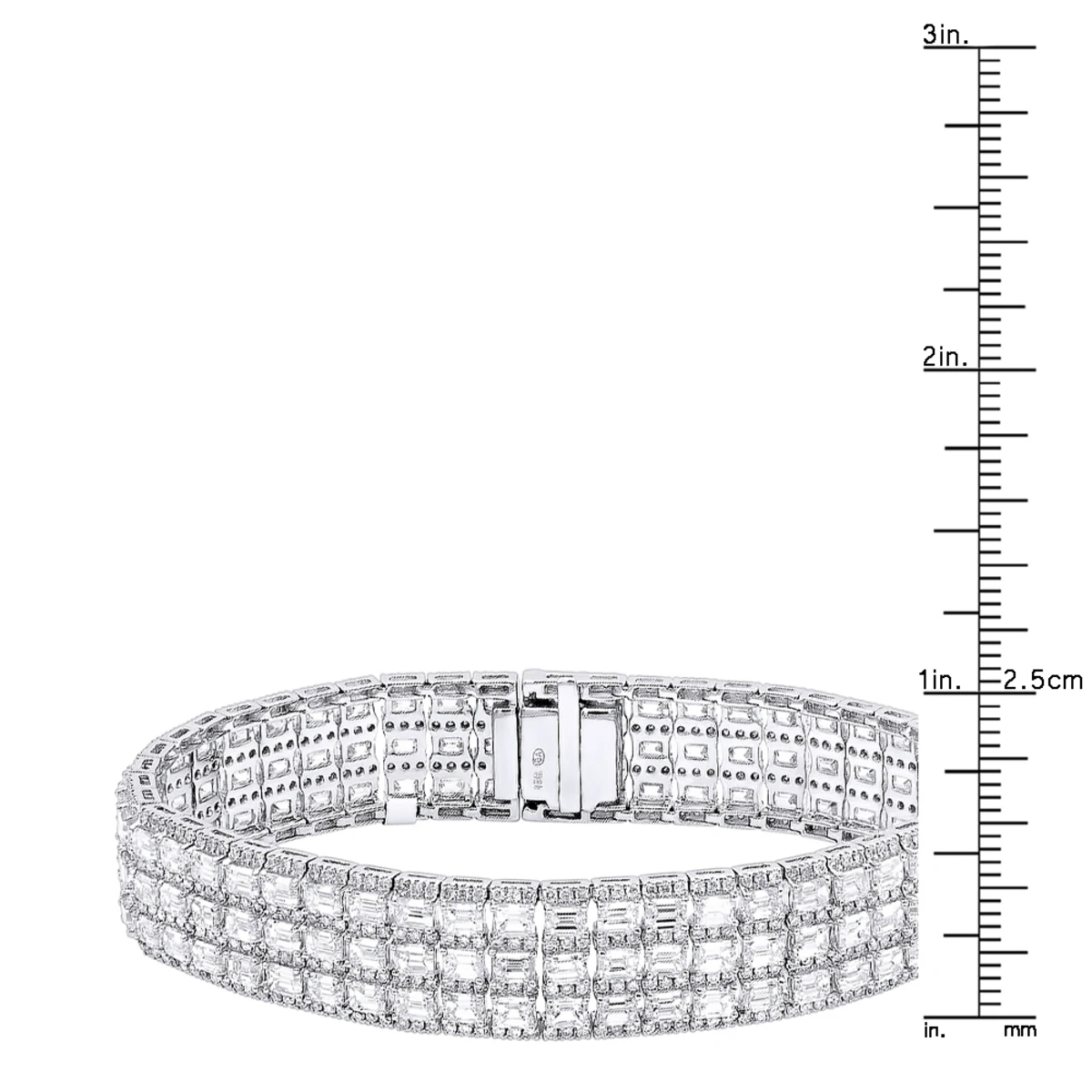 Unique 18K White Gold Round & Baguette Diamond Tennis Bracelet For Men & Women 8 Unique 18K White Gold Round & Baguette Diamond Tennis Bracelet For Men & Women - Image 6