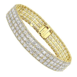 Unique 18K White Gold Round & Baguette Diamond Tennis Bracelet For Men & Women 10 Unique 18K White Gold Round & Baguette Diamond Tennis Bracelet For Men & Women -H'Hen Sale Store jewelry unique 18k gold round baguette diamond tennis bracelet for men women ye