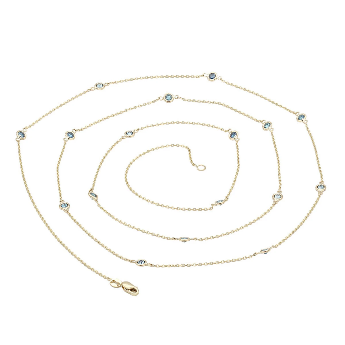 Unique 36inch Blue Diamonds By The Yard Women's Necklace 14K Yellow Gold Chain 1.4ct 7 Unique 36inch Blue Diamonds By The Yard Women's Necklace 14K Yellow Gold Chain 1.4ct - Image 5