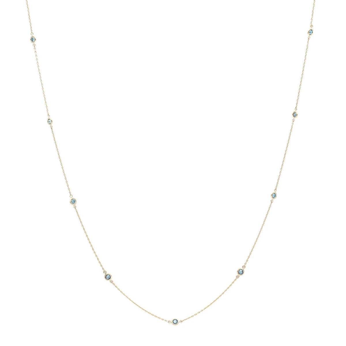 Unique 36inch Blue Diamonds By The Yard Women's Necklace 14K Yellow Gold Chain 1.4ct 3 Unique 36inch Blue Diamonds By The Yard Women's Necklace 14K Yellow Gold Chain 1.4ct