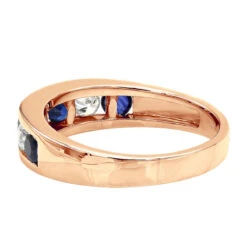 Unique Ring 14K White Gold Diamonds & Sapphires Wedding Band For Men & Women -H'Hen Sale Store jewelry unique anniversary rings 14k gold diamonds sapphires wedding band for men backro