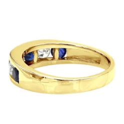 Unique Ring 14K White Gold Diamonds & Sapphires Wedding Band For Men & Women -H'Hen Sale Store jewelry unique anniversary rings 14k gold diamonds sapphires wedding band for men backye