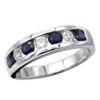 Unique Ring 14K White Gold Diamonds & Sapphires Wedding Band For Men & Women