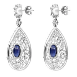 Unique Designer Blue Sapphire And Diamond Drop Earrings For Women 18K White Gold 11 Unique Designer Blue Sapphire And Diamond Drop Earrings For Women 18K White Gold -H'Hen Sale Store jewelry unique designer blue saphire and diamond drop earrings for women in 18k gold backwh