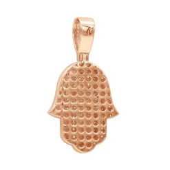 Unique Jewish 14K Yellow Gold Diamond Hamsa Hand Pendant With Red Enamel -H'Hen Sale Store jewelry unique jewish jewelry 14k gold diamond hamsa hand pendant with red enamel backro