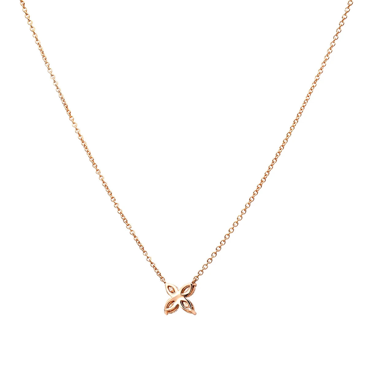 Unique Ladies 14K Rose Gold Flower Neckace With 1 Carat Marquise Cut Diamonds 6 Unique Ladies 14K Rose Gold Flower Neckace With 1 Carat Marquise Cut Diamonds - Image 4