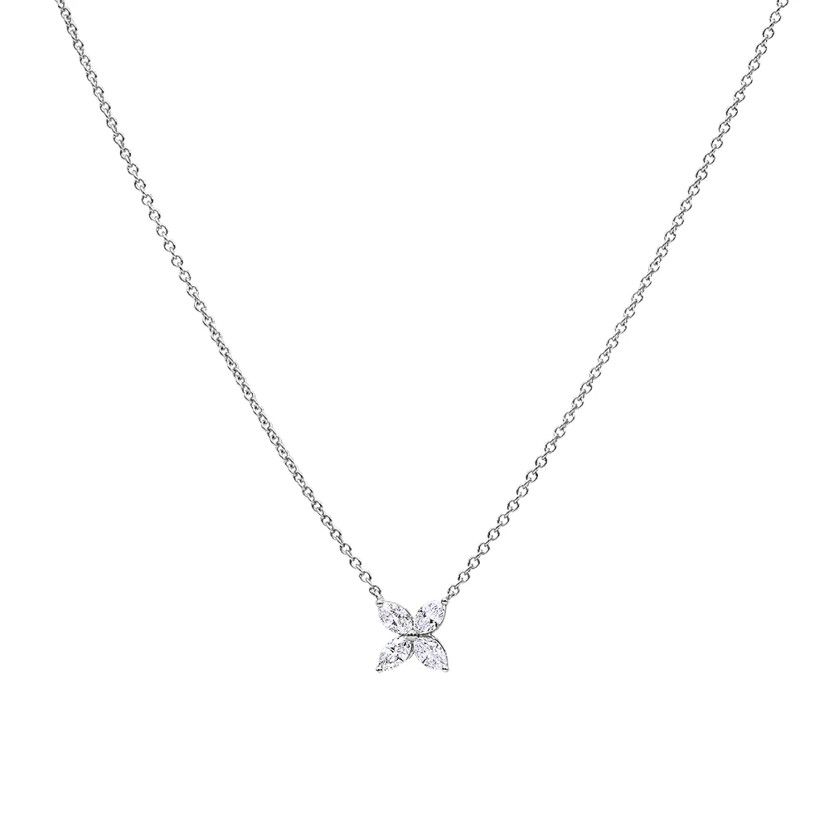 Unique Ladies 14K Rose Gold Flower Neckace With 1 Carat Marquise Cut Diamonds 4 Unique Ladies 14K Rose Gold Flower Neckace With 1 Carat Marquise Cut Diamonds - Image 2