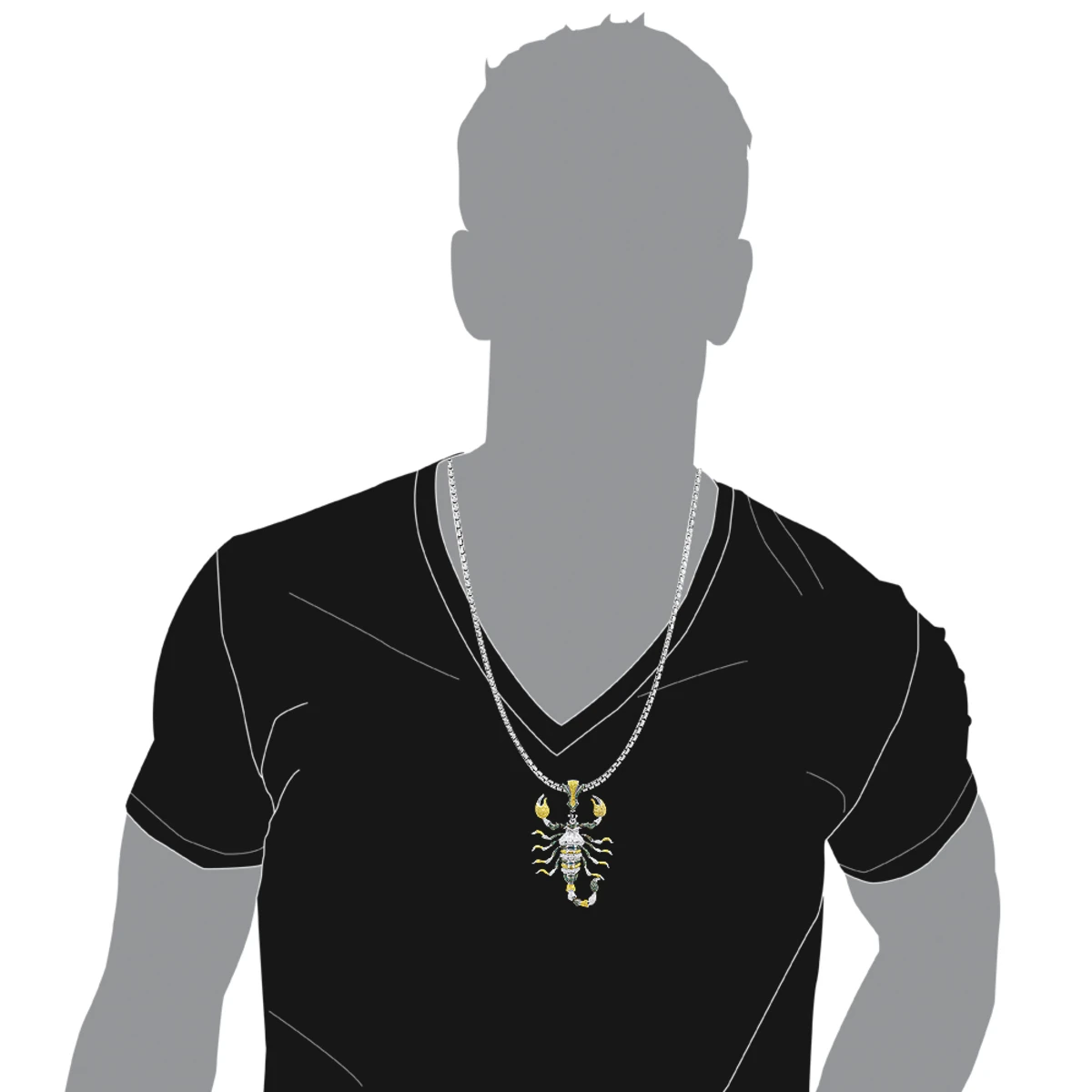 Unique Men's 14K White Gold White Blue Green Diamond Scorpion Pendant 9.5CTW 7 Unique Men's 14K White Gold White Blue Green Diamond Scorpion Pendant 9.5CTW - Image 5