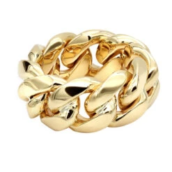 Unique Solid 14K Yellow Gold Cuban Link Chain Ring For Men -H'Hen Sale Store jewelry unique mens solid gold rings 14k gold cuban link chain ring backye