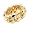 Unique Solid 14K Yellow Gold Cuban Link Chain Ring For Men