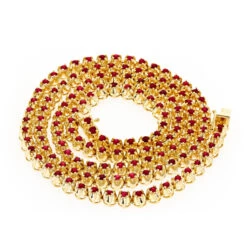 Unique Men's Tennis 10K Yellow Gold Ruby Necklace For Men 10.5ct By Luxurman -H'Hen Sale Store jewelry unique mens tennis chains 10k gold ruby necklace for men 105ct by luxurman backye