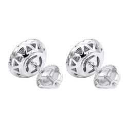 Unique 14K White Gold Large Diamond Stud Earrings Clusters 2 Carat Halo Look -H'Hen Sale Store jewelry unique real 14k gold large diamond stud earrings clusters 2 carat halo look backwh