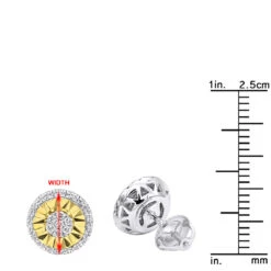 Unique 14K White Gold Large Diamond Stud Earrings Clusters 2 Carat Halo Look -H'Hen Sale Store jewelry unique real 14k gold large diamond stud earrings clusters 2 carat halo look rulerwh