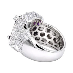 Unique Vintage Style Amethyst And Diamonds Ring 5 Carats 14K White Gold -H'Hen Sale Store jewelry unique vintage style amethyst and diamonds ring 5 carats in 14k gold backwh