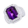 Unique Vintage Style Amethyst And Diamonds Ring 5 Carats 14K White Gold