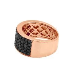 Unique Wedding Bands 1.67 Carat Black Diamond Ring For Men 10K Yellow Gold 5 Row 10mm -H'Hen Sale Store jewelry unique wedding bands 167 carat black diamond ring for men 10k gold 5 row 10mm 000990 back rose