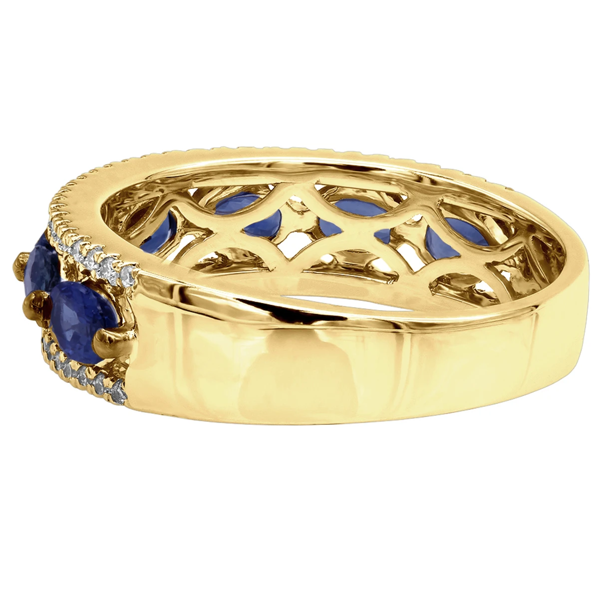 Unique 3.5 Carat Diamond & Blue Sapphire 14K White Gold Band For Women 7 Unique 3.5 Carat Diamond & Blue Sapphire 14K White Gold Band For Women - Image 5