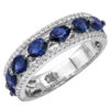 Unique 3.5 Carat Diamond & Blue Sapphire 14K White Gold Band For Women -H'Hen Sale Store jewelry unique womens rings diamond blue sapphire band in 14k gold 35 carat mainwh