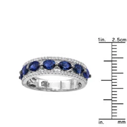 Unique 3.5 Carat Diamond & Blue Sapphire 14K White Gold Band For Women 17 Unique 3.5 Carat Diamond & Blue Sapphire 14K White Gold Band For Women -H'Hen Sale Store jewelry unique womens rings diamond blue sapphire band in 14k gold 35 carat rulerwh