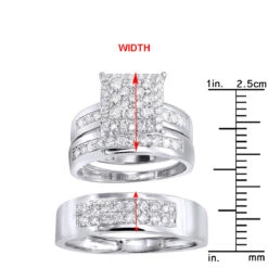 Wedding And Engagement Trio Diamond Ring Set For Him And Her 1.3ct 14K White Gold 15 Wedding And Engagement Trio Diamond Ring Set For Him And Her 1.3ct 14K White Gold -H'Hen Sale Store jewelry wedding and engagement trio diamond ring set for him and her 13ct 14k gold rulerwh 1